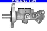 ATE 010597 - Dinámica de frenado / conducción: para vehículos sin ESP<br>Diámetro del pistón 1 [mm]: 23,8<br>Sistema de frenos: BOSCH/BENDIX<br>Longitud 2 [mm]: 122<br>Longitud 1 [mm]: 32<br>Rosca 1: 2x M12x1.0<br>Material: Hierro fundido<br>Cantidad de agujeros de fijación: 2<br>Peso [kg]: 0,55<br>Número de conexiones: 2<br>