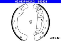 ATE 650424 - Ancho [mm]: 42<br>Diámetro de tambor [mm]: 230<br>Sistema de frenos: GM<br>Lado de montaje: Eje trasero<br>