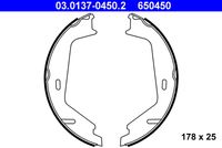 ATE 650450 - Lado de montaje: Eje trasero<br>Restricción de fabricante: TRW<br>Diámetro [mm]: 178<br>Ancho [mm]: 25<br>