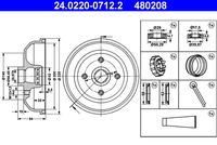 ATE 480208 - Dinámica de frenado / conducción: para vehículos con ABS<br>Lado de montaje: Eje trasero<br>Artículo complementario / información complementaria 2: sin cojinete rueda<br>Artículo complementario / información complementaria 2: con anillo sensor ABS<br>Diámetro interior de tambor de freno [mm]: 200,0<br>Rebajado máx. tambor de freno [mm]: 201,0<br>H tamb. freno interna [mm]: 35,0<br>Número de orificios: 4<br>corona de agujeros - Ø [mm]: 100,0<br>Medida de rosca: M12x1,5<br>H tamb. freno total [mm]: 84,0<br>Diámetro exterior del tambor de freno [mm]: 228,0<br>Diámetro alojamiento [mm]: 50,3<br>Diám. int. 2[mm]: 39,9<br>Homologación: E1 90R-02D0955/0099<br>