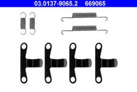 ATE 669065 - Lado de montaje: Eje trasero<br>Sistema de frenos: ATE<br>Diámetro interior de tambor de freno [mm]: 160<br>Frenos: para freno de detención<br>Peso [kg]: 0,1<br>