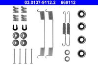 ATE 669112 - Lado de montaje: Eje trasero<br>Sistema de frenos: AKEBONO<br>Diámetro interior de tambor de freno [mm]: 180<br>Peso [kg]: 0,1<br>