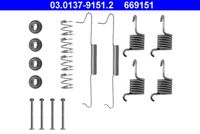 ATE 669151 - Lado de montaje: Eje trasero<br>N.º de chasis (VIN) desde: 28-D-007274<br>Sistema de frenos: VAG<br>Diámetro interior de tambor de freno [mm]: 252<br>Peso [kg]: 0,22<br>