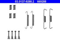 ATE 669288 - Lado de montaje: Eje trasero<br>Sistema de frenos: ATE<br>Diámetro interior de tambor de freno [mm]: 185<br>Restricción de fabricante: ATE<br>Frenos: para freno de detención<br>Peso [kg]: 0,07<br>