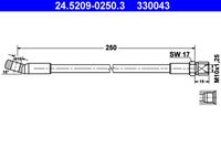 ATE 330043 - Lado de montaje: Eje trasero<br>Longitud [mm]: 279<br>Rosca 1: BANJO 10.0 mm<br>Rosca 2: INN M10x1.25<br>Peso [kg]: 0,14<br>