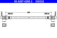 ATE 330332 - Lado de montaje: Eje delantero<br>N.º de chasis (VIN) desde: F12353452<br>Número de piezas necesarias: 2<br>Longitud [mm]: 320<br>Rosca exterior [mm]: M10x1<br>Rosca interior [mm]: M10x1<br>Ancho de llave 1 [mm]: 14<br>Ancho de llave 2 [mm]: 17<br>