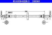 ATE 330361 - Número de piezas necesarias: 2<br>Lado de montaje: Eje delantero<br>Longitud [mm]: 370<br>Ancho de llave 1 [mm]: 15<br>Rosca exterior [mm]: M10x1<br>