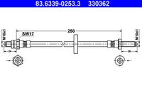 ATE 330362 - Lado de montaje: Eje trasero, derecha<br>Longitud [mm]: 225<br>Ancho de llave 1 [mm]: 17<br>Rosca exterior [mm]: M10x1<br>