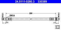 ATE 330389 - Lado de montaje: Eje trasero<br>Longitud [mm]: 276<br>Rosca 1: INN M10x1.0<br>Rosca 2: INN M10x1.0<br>Peso [kg]: 0,08<br>