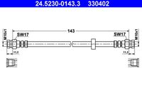 ATE 330402 - año construcción desde: 10/1999<br>año construcción hasta: 09/2001<br>Número de piezas necesarias: 2<br>Lado de montaje: Eje trasero<br>Longitud [mm]: 165<br>Rosca interior 1 [mm]: M10x1<br>Rosca interior 2 [mm]: M10x1<br>