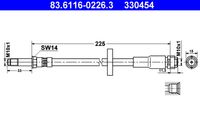 ATE 330454 - Número de piezas necesarias: 2<br>Lado de montaje: Eje delantero<br>Longitud [mm]: 295<br>Rosca interior 1 [mm]: M10x1<br>Rosca interior 2 [mm]: M10x1<br>Ancho de llave 1 [mm]: 17<br>Ancho de llave 2 [mm]: 17<br>