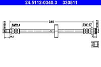 ATE 330511 - año construcción hasta: 10/2001<br>carga útil desde [kg]: 1400<br>carga útil hasta [kg]: 1800<br>Dinámica de frenado / conducción: para vehículos con ABS<br>Suspensión: para vehículos sin chasis reforzado<br>Lado de montaje: Eje trasero izquierda<br>Longitud [mm]: 315<br>Rosca exterior [mm]: M10x1<br>Rosca interior [mm]: M10x1<br>Ancho de llave 1 [mm]: 14<br>Ancho de llave 2 [mm]: 17<br>