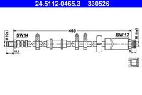 ATE 330526 - N.º de chasis (VIN) desde: S 15866410<br>año construcción hasta: 10/2001<br>carga útil desde [kg]: 1400<br>carga útil hasta [kg]: 1800<br>Número de piezas necesarias: 2<br>Lado de montaje: Eje delantero<br>Longitud [mm]: 460<br>Artículo complementario / información complementaria 2: con fijador a presión<br>Rosca exterior [mm]: M10x1<br>Rosca interior [mm]: M10x1<br>Ancho de llave 1 [mm]: 14<br>Ancho de llave 2 [mm]: 17<br>