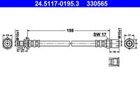 ATE 330565 - Lado de montaje: Eje trasero<br>Longitud [mm]: 237<br>Rosca 1: OUT M10x1.0<br>Rosca 2: INN M10x1.0<br>Referencia artículo par: SL 3951<br>Peso [kg]: 0,09<br>