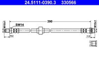 ATE 330566 - Lado de montaje: Eje delantero<br>Longitud [mm]: 420<br>Rosca 1: OUT M10x1.0<br>Rosca 2: INN M10x1.0<br>Peso [kg]: 0,1<br>