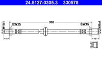 ATE 330578 - Lado de montaje: Eje trasero<br>Longitud [mm]: 260<br>Rosca 1: INN M10x1.25<br>Rosca 2: INN M10x1.25<br>Peso [kg]: 0,08<br>