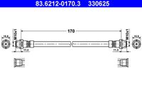 ATE 330625 - Número de piezas necesarias: 2<br>Lado de montaje: Eje delantero<br>Longitud [mm]: 295<br>Rosca interior 1 [mm]: M10x1<br>Rosca interior 2 [mm]: M10x1<br>