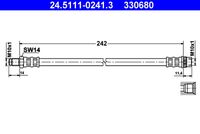 ATE 330680 - Lado de montaje: Eje delantero<br>Longitud [mm]: 346<br>Rosca 1: OUT M10x1.0<br>Rosca 2: INN M10x1.0<br>Peso [kg]: 0,1<br>