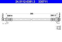 ATE 330711 - Lado de montaje: Eje delantero<br>Longitud [mm]: 403<br>Rosca 1: OUT M10x1.0<br>Rosca 2: INN M10x1.0<br>Peso [kg]: 0,1<br>