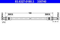 ATE 330740 - Número de piezas necesarias: 2<br>Lado de montaje: Eje delantero<br>Longitud [mm]: 310<br>Rosca exterior [mm]: M10x1<br>Rosca interior [mm]: M10x1<br>Ancho de llave 1 [mm]: 14<br>Ancho de llave 2 [mm]: 17<br>