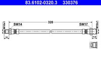 ATE 330376 - Lado de montaje: Eje trasero<br>año construcción desde: 09/1984<br>Longitud [mm]: 428<br>Rosca 1: INN M10x1.0<br>Rosca 2: 2x INN M10x1.0<br>Peso [kg]: 0,18<br>