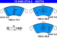 ATE 602734 - Lado de montaje: Eje trasero<br>Lado de montaje: posterior<br>Longitud [mm]: 122,7<br>Altura [mm]: 54,3<br>Altura 1 [mm]: 52,2<br>Espesor [mm]: 18<br>Número de WVA: 24253<br>Número de WVA: 24254<br>