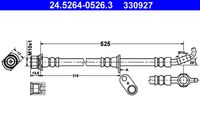 ATE 330927 - año construcción desde: 03/1994<br>Lado de montaje: Eje delantero, derecha<br>Longitud [mm]: 525<br>Rosca interior [mm]: M10x1<br>Diám. taladro brida [mm]: 10<br>Artículo complementario / información complementaria 2: sin tornillo hueco<br>Ancho de llave 1 [mm]: 17<br>