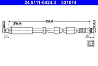 ATE 331014 - Lado de montaje: Eje trasero<br>Longitud [mm]: 237<br>Rosca 1: INN M10x1.0<br>Rosca 2: INN M10x1.0<br>Peso [kg]: 0,08<br>