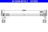 ATE 331022 - Número de piezas necesarias: 2<br>Lado de montaje: Eje delantero<br>Longitud [mm]: 424,6<br>Rosca exterior [mm]: M10x1<br>Rosca interior [mm]: M10x1<br>Ancho de llave 1 [mm]: 14<br>