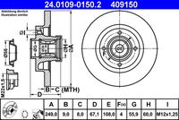 ATE 409150 - año construcción hasta: 07/2010<br>Lado de montaje: Eje trasero<br>Diámetro exterior [mm]: 247,0<br>Espesor de disco de frenos [mm]: 9,0<br>Espesor mínimo [mm]: 8,0<br>Tipo de disco de frenos: macizo<br>Superficie: revestido<br>Número de orificios: 4<br>Altura [mm]: 35,0<br>Diámetro de centrado [mm]: 71,1<br>Diámetro interior [mm]: 133,0<br>corona de agujeros - Ø [mm]: 108,0<br>Diámetro de orificio [mm]: 13,0<br>Homologación: E1 90R-02C0165/1000<br>Artículo complementario / información complementaria 2: con tornillos<br>
