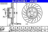 ATE 436108 - Lado de montaje: Eje trasero<br>Diámetro exterior [mm]: 320,0<br>Espesor de disco de frenos [mm]: 24,0<br>Espesor mínimo [mm]: 21,1<br>Tipo de disco de frenos: ventilado<br>Procesamiento: aleado/alt. carburado<br>Superficie: revestido<br>Número de orificios: 5<br>Artículo complementario / información complementaria 2: con tornillos<br>corona de agujeros - Ø [mm]: 112,0<br>Altura [mm]: 68,2<br>Diámetro de centrado [mm]: 67,0<br>Diámetro interior [mm]: 180,0<br>Diámetro de orificio [mm]: 15,2<br>Homologación: E1 90R-02C0296/1057<br>