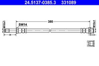 ATE 331089 - Lado de montaje: Eje delantero<br>Lado de montaje: Eje trasero<br>Longitud [mm]: 435<br>Rosca 1: INN M10x1.0<br>Rosca 2: OUT M10x1.0<br>Peso [kg]: 0,09<br>