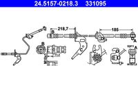 ATE 331095 - Lado de montaje: Eje delantero<br>Longitud [mm]: 445<br>Rosca 1: BANJO 10.0 mm<br>Rosca 2: INN M10x1.0<br>Peso [kg]: 0,12<br>