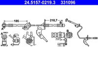 ATE 331096 - Lado de montaje: Eje trasero izquierda<br>Longitud [mm]: 219<br>Longitud 2 [mm]: 185<br>Artículo complementario/Información complementaria: con tubo<br>Artículo complementario / información complementaria 2: con tornillo hueco<br>Medida de rosca: M10x1<br>Rosca interior [mm]: M10x1<br>