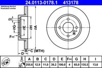 ATE 413178 - año construcción hasta: 02/2002<br>Lado de montaje: Eje trasero<br>Diámetro exterior [mm]: 226,0<br>Espesor de disco de frenos [mm]: 10,0<br>Espesor mínimo [mm]: 8,0<br>Tipo de disco de frenos: macizo<br>Superficie: revestido<br>Número de orificios: 4<br>Artículo complementario / información complementaria 2: con anillo sensor ABS<br>Artículo complementario / información complementaria 2: sin cojinete rueda<br>Altura [mm]: 71,5<br>Diámetro de centrado [mm]: 39,9<br>Diámetro alojamiento [mm]: 50,3<br>Diámetro interior [mm]: 121,5<br>corona de agujeros - Ø [mm]: 100,0<br>Medida de rosca: M12x1,5<br>