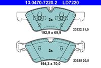 ATE LD7220 - año construcción hasta: 05/2011<br>Lado de montaje: Eje trasero<br>Ancho 1 [mm]: 140,1<br>Altura 1 [mm]: 51,6<br>Ancho 2 [mm]: 141,3<br>Altura 2 [mm]: 59,6<br>Espesor [mm]: 17,6<br>Contacto avisador de desgaste: preparado para indicador desgaste<br>Contacto avisador de desgaste: excl. contacto de avisador de desgaste<br>Sistema de frenos: ATE<br>Homologación: E1 90R-02A0258/0499<br>Nº art. de accesorio recomendado: 24.8190-0418.2<br>Nº art. de accesorio recomendado: 24.8190-0425.2<br>Permitido hasta la potencia del vehículo [kW]: 225<br>