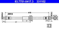 ATE 331102 - Tubo flexible de frenos