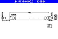 ATE 330964 - Número de piezas necesarias: 2<br>Lado de montaje: Eje delantero<br>Longitud [mm]: 385<br>Rosca exterior [mm]: M10x1<br>Rosca interior [mm]: M10x1<br>Ancho de llave 1 [mm]: 14<br>