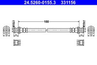 ATE 331156 - Lado de montaje: Eje trasero<br>Tipo de vehículo: L200<br>año construcción desde: 08/2000<br>Longitud [mm]: 365<br>Rosca 1: INN M10x1.0<br>Rosca 2: INN M10x1.0<br>Peso [kg]: 0,1<br>