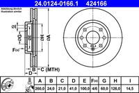 ATE 424166 - año construcción hasta: 08/2009<br>Lado de montaje: Eje trasero<br>Diámetro exterior [mm]: 240,0<br>Espesor de disco de frenos [mm]: 10,2<br>Espesor mínimo [mm]: 8,2<br>Tipo de disco de frenos: macizo<br>Número de orificios: 4<br>Superficie: revestido<br>Altura [mm]: 40,5<br>Diámetro de centrado [mm]: 57,0<br>Diámetro interior [mm]: 126,0<br>corona de agujeros - Ø [mm]: 100,0<br>Diámetro de orificio [mm]: 14,0<br>Homologación: E1 90R-02C0165/1150<br>