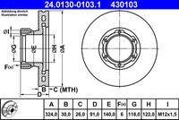 ATE 430103 - Número de eje: 741.130/741.131<br>Lado de montaje: Eje trasero<br>Diámetro exterior [mm]: 285,0<br>Espesor de disco de frenos [mm]: 21,9<br>Espesor mínimo [mm]: 19,0<br>Tipo de disco de frenos: ventilado<br>Procesamiento: aleado/alt. carburado<br>Superficie: revestido<br>Número de orificios: 6<br>Altura [mm]: 93,0<br>Diámetro de centrado [mm]: 120,0<br>Diámetro interior [mm]: 169,0<br>corona de agujeros - Ø [mm]: 145,0<br>Diámetro de orificio [mm]: 15,0<br>Homologación: E1 90R-02C0296/1106<br>