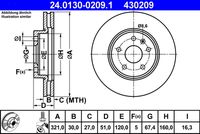 ATE 430209 - Lado de montaje: Eje delantero<br>Diámetro exterior [mm]: 337,0<br>Espesor de disco de frenos [mm]: 30,0<br>Espesor mínimo [mm]: 27,0<br>Tipo de disco de frenos: ventilado<br>Procesamiento: altamente carbonizado<br>Superficie: revestido<br>Número de orificios: 5<br>corona de agujeros - Ø [mm]: 120,0<br>Altura [mm]: 51,0<br>Diámetro de centrado [mm]: 67,4<br>Diámetro interior [mm]: 159,7<br>Diámetro de orificio [mm]: 16,3<br>Artículo complementario / información complementaria 2: con tornillos<br>Homologación: E1 90R-02C0115/0406<br>