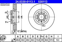 ATE 530113 - Lado de montaje: Eje trasero<br>Diámetro exterior [mm]: 245,0<br>Espesor de disco de frenos [mm]: 10,0<br>Espesor mínimo [mm]: 8,0<br>Tipo de disco de frenos: macizo<br>Número de orificios: 5<br>Superficie: revestido<br>corona de agujeros - Ø [mm]: 112,0<br>Altura [mm]: 64,2<br>Diámetro de centrado [mm]: 68,0<br>Diámetro interior [mm]: 135,5<br>Diámetro de orificio [mm]: 15,4<br>Homologación: E1 90R-02C0859/1217<br>