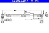 ATE 331255 - Número de piezas necesarias: 2<br>Lado de montaje: Eje trasero<br>Longitud [mm]: 459,6<br>Rosca exterior [mm]: M10x1<br>Rosca interior [mm]: M10x1<br>Ancho de llave 1 [mm]: 14<br>