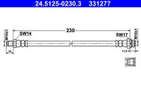 ATE 331277 - Lado de montaje: Eje delantero<br>Longitud [mm]: 620<br>Rosca 1: OUT M10x1.0<br>Rosca 2: INN M10x1.0<br>Peso [kg]: 0,16<br>