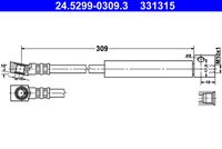 ATE 331315 - Lado de montaje: Eje delantero, derecha<br>Longitud [mm]: 322<br>Diám. taladro brida [mm]: 10<br>Artículo complementario / información complementaria 2: sin tornillo hueco<br>Rosca interior [mm]: M10x1<br>Ancho de llave 1 [mm]: 17<br>