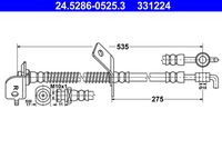 ATE 331224 - Lado de montaje: Eje delantero, izquierda<br>Longitud [mm]: 535<br>Diám. taladro brida [mm]: 10<br>Artículo complementario / información complementaria 2: sin tornillo hueco<br>Rosca interior [mm]: M10x1<br>Ancho de llave 1 [mm]: 17<br>