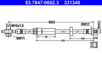 ATE 331340 - año construcción hasta: 10/2014<br>Número de PR: 2EA<br>Número de piezas necesarias: 2<br>Lado de montaje: Eje trasero<br>Longitud [mm]: 233<br>Rosca interior 1 [mm]: M10x1<br>Rosca interior 2 [mm]: M10x1<br>Ancho de llave 1 [mm]: 17<br>