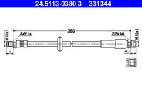 ATE 331344 - Número de piezas necesarias: 2<br>Lado de montaje: Eje trasero<br>Longitud [mm]: 250<br>Rosca exterior [mm]: M10x1<br>Rosca interior [mm]: M10x1<br>Ancho de llave 1 [mm]: 14<br>Ancho de llave 2 [mm]: 14<br>