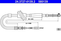 ATE 580139 - Cable de accionamiento, freno de estacionamiento